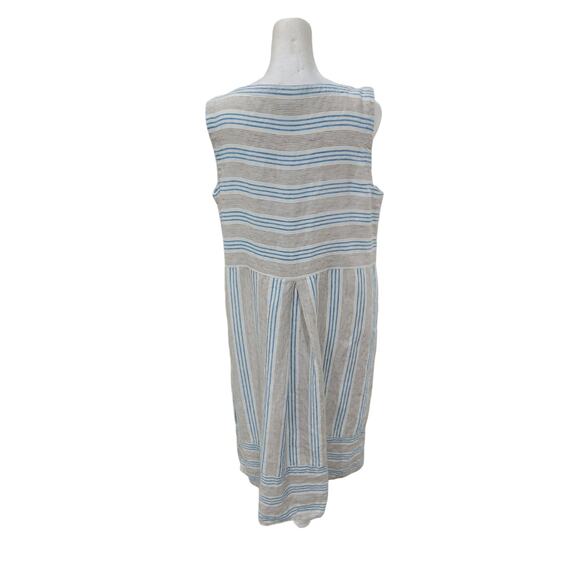 J. Jill Love Linen Linen Dress Women's Size MT Sleeveless Striped Sheath Pockets - Picture 8 of 13